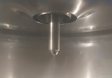 Bi-fluid Nozzle inside a Niro Mobile Minor Spray Dryer in Upperton's GMP Clean suite